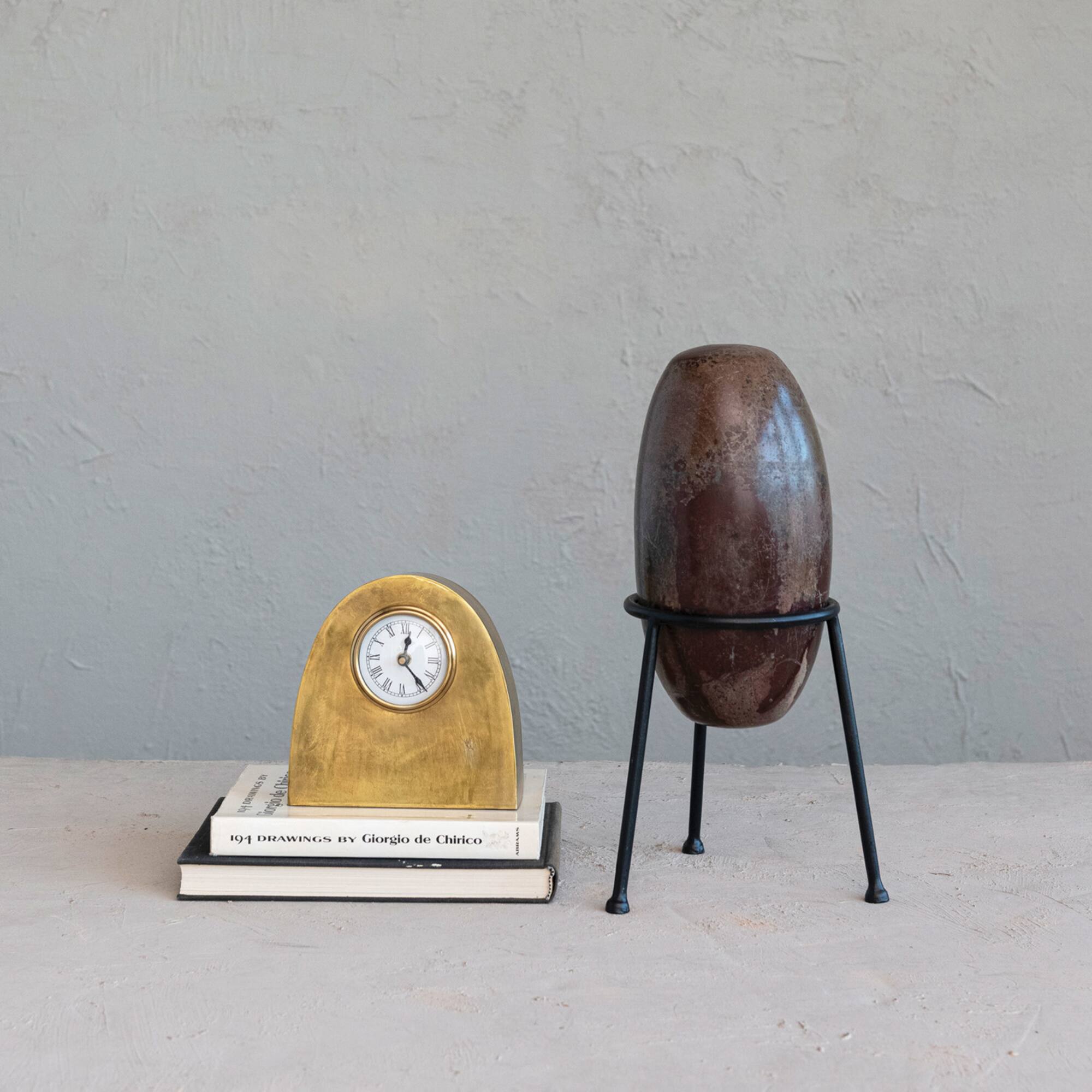 Hello Honey® 7" Antique Gold Metal Mantel Display Clock
